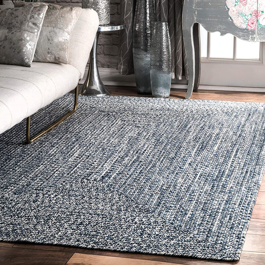 Braided Light Blue Indoor/Outdoor Soft Area Rug