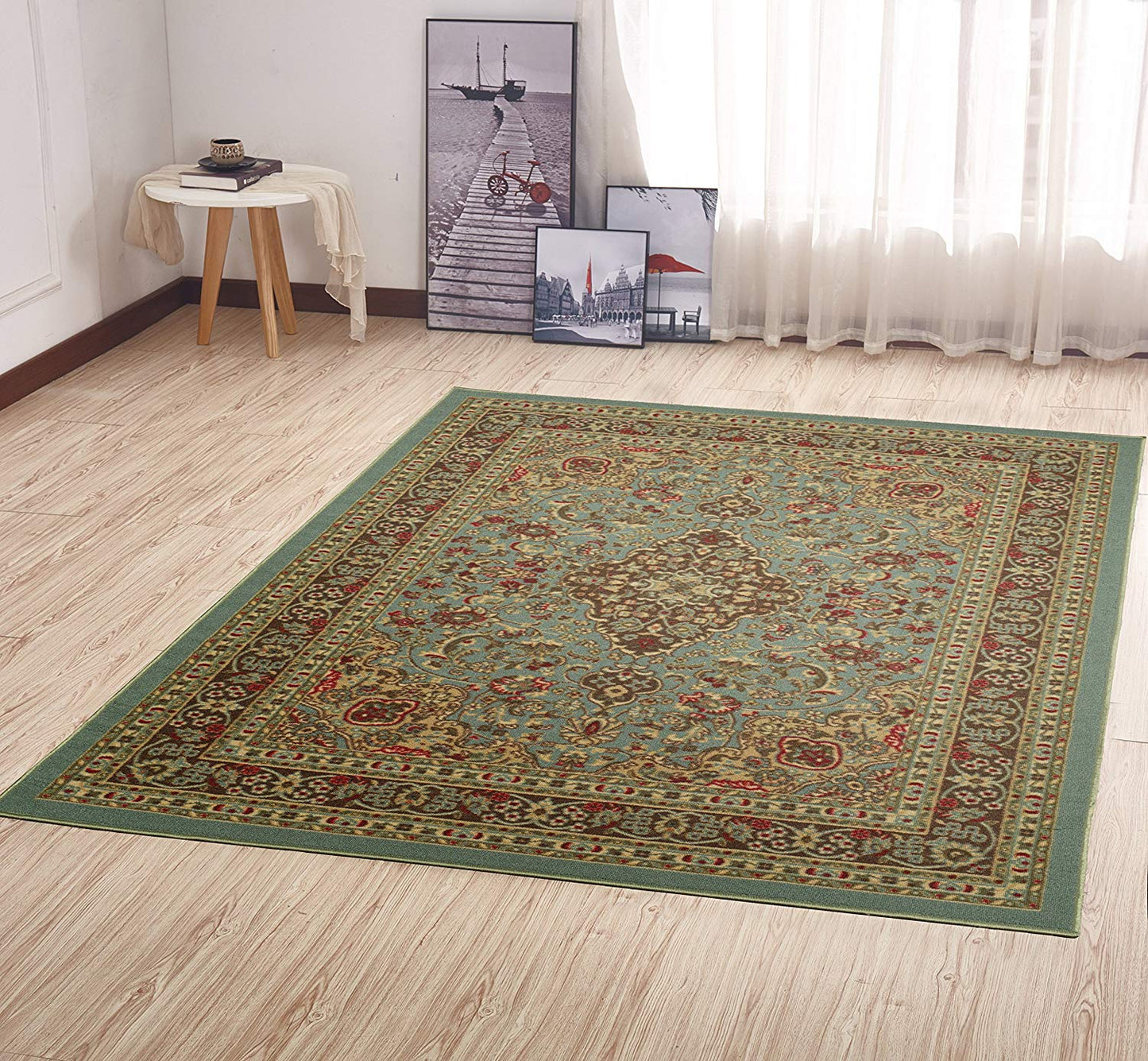 Persian Oriental Design Sage Green Non-Skid Area Rugs