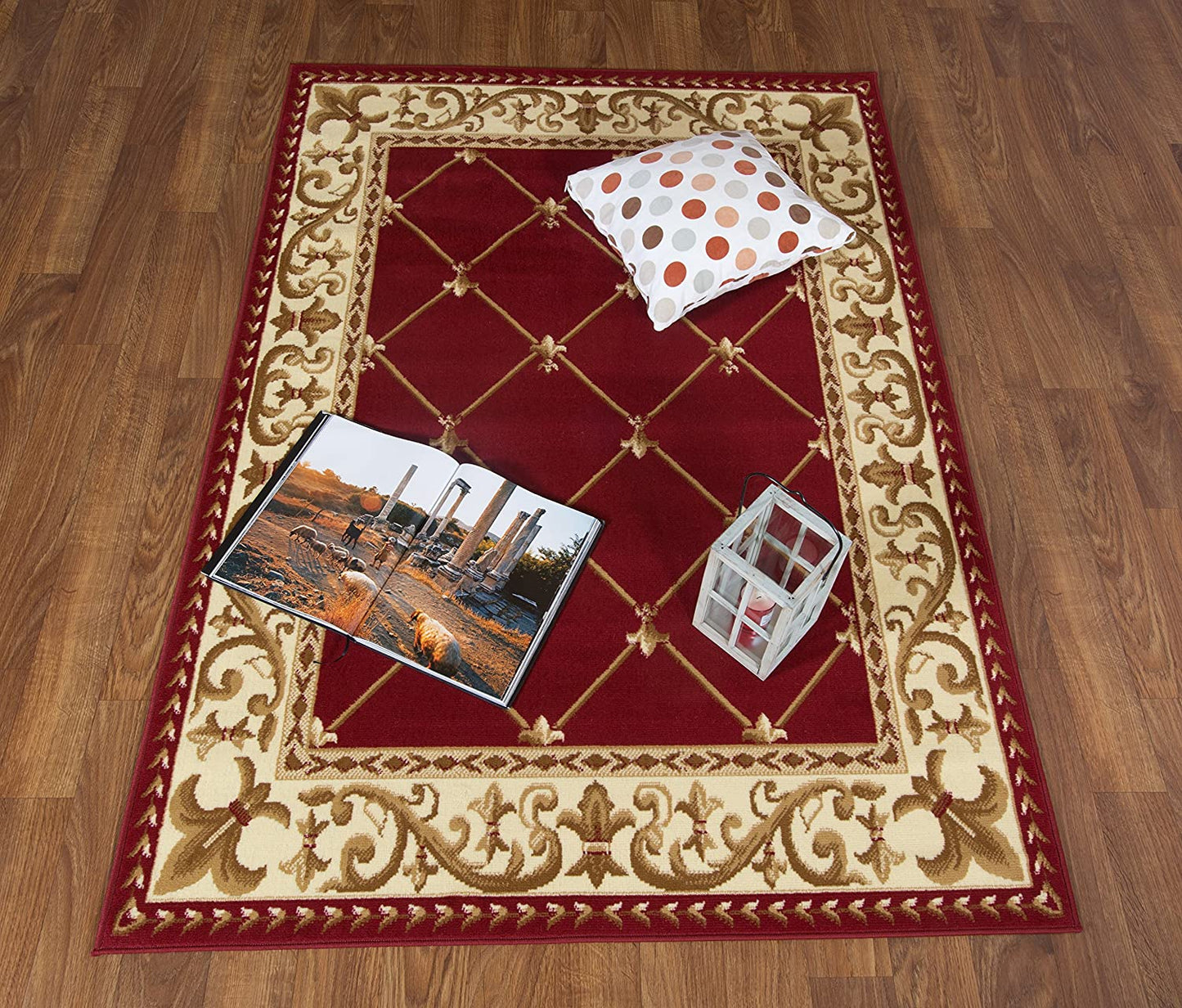Kashan King Collection Geometric Indoor Area Rug Maroon/Beige