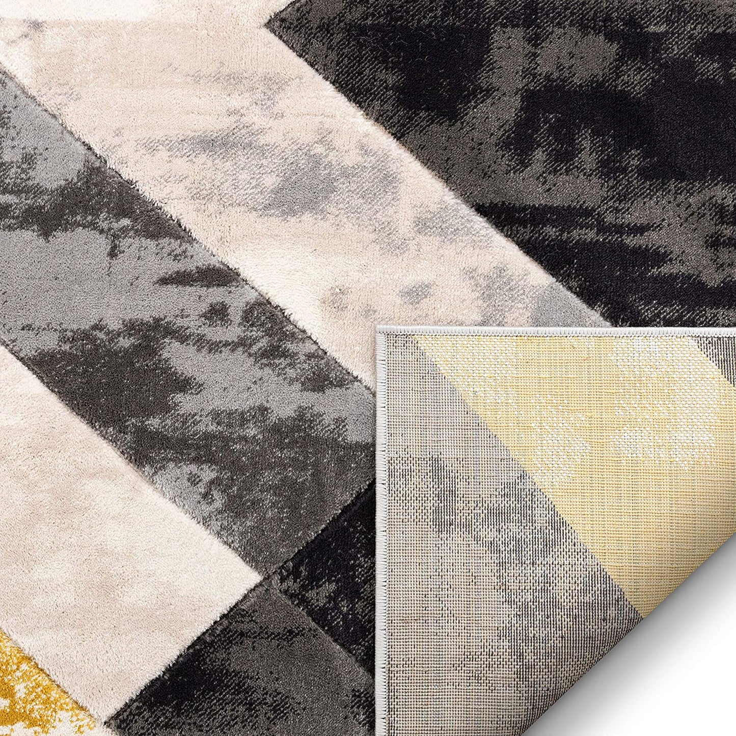 Rheta Blue Modern Geometric Stripes & Angles Pattern Area Rug