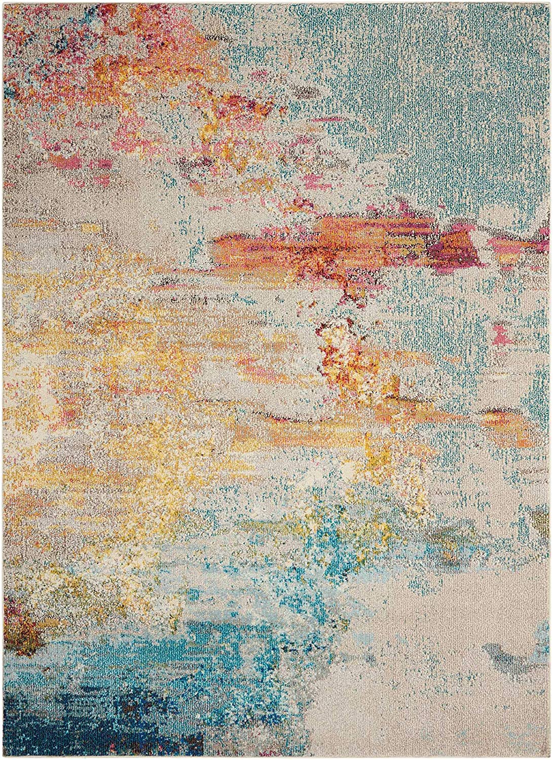 Modern Abstract Area Rug, Sealife Multicolor Grey