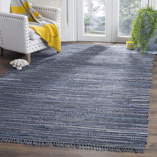 Hand Woven Ink and Multi Cotton Area Rug