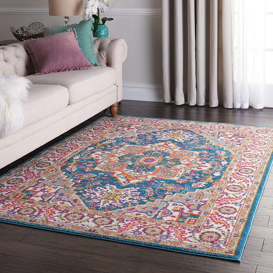 Persian Colorful Teal Multicolor Area Rug