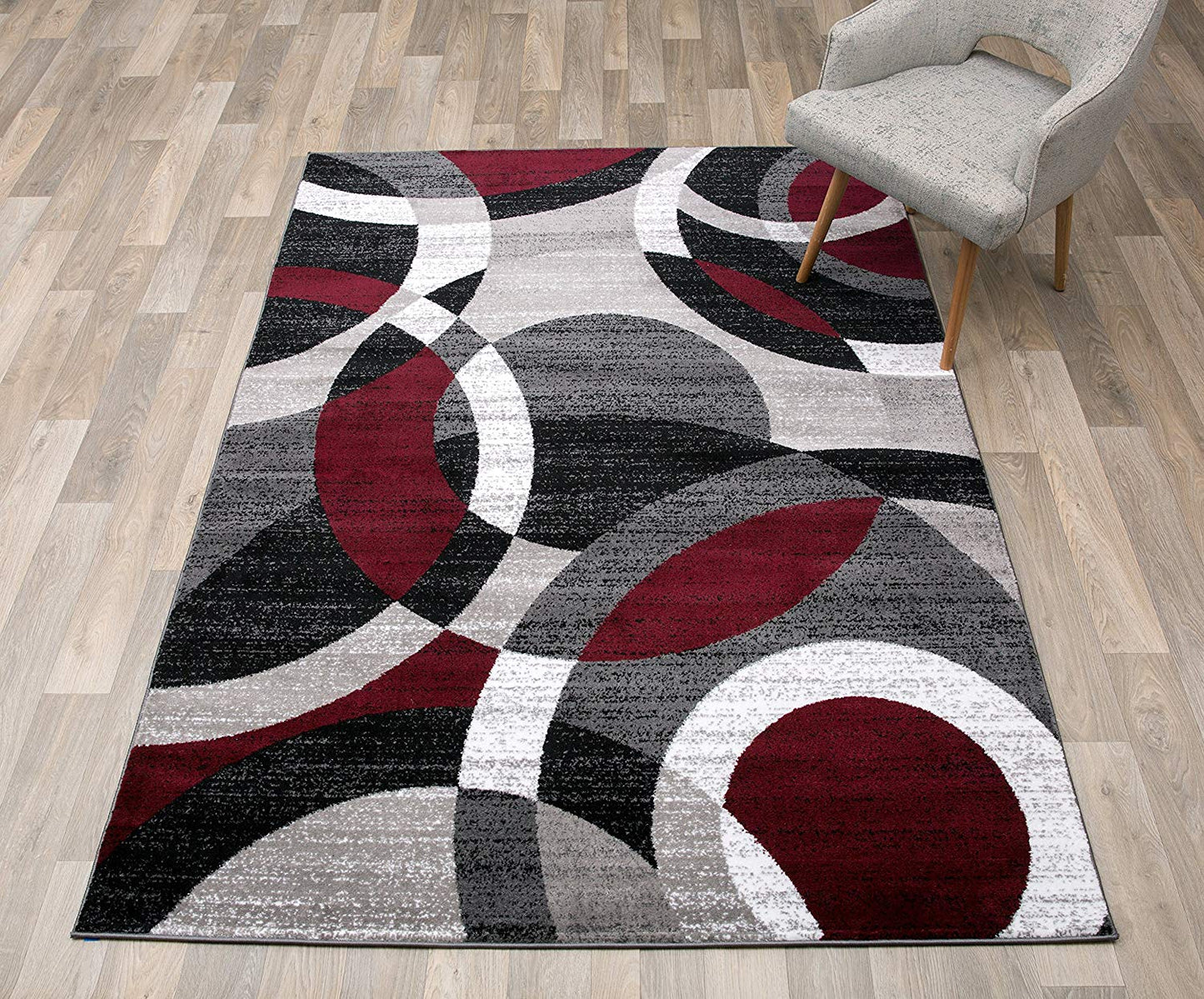 Red Gray Soft Circles Area Rug