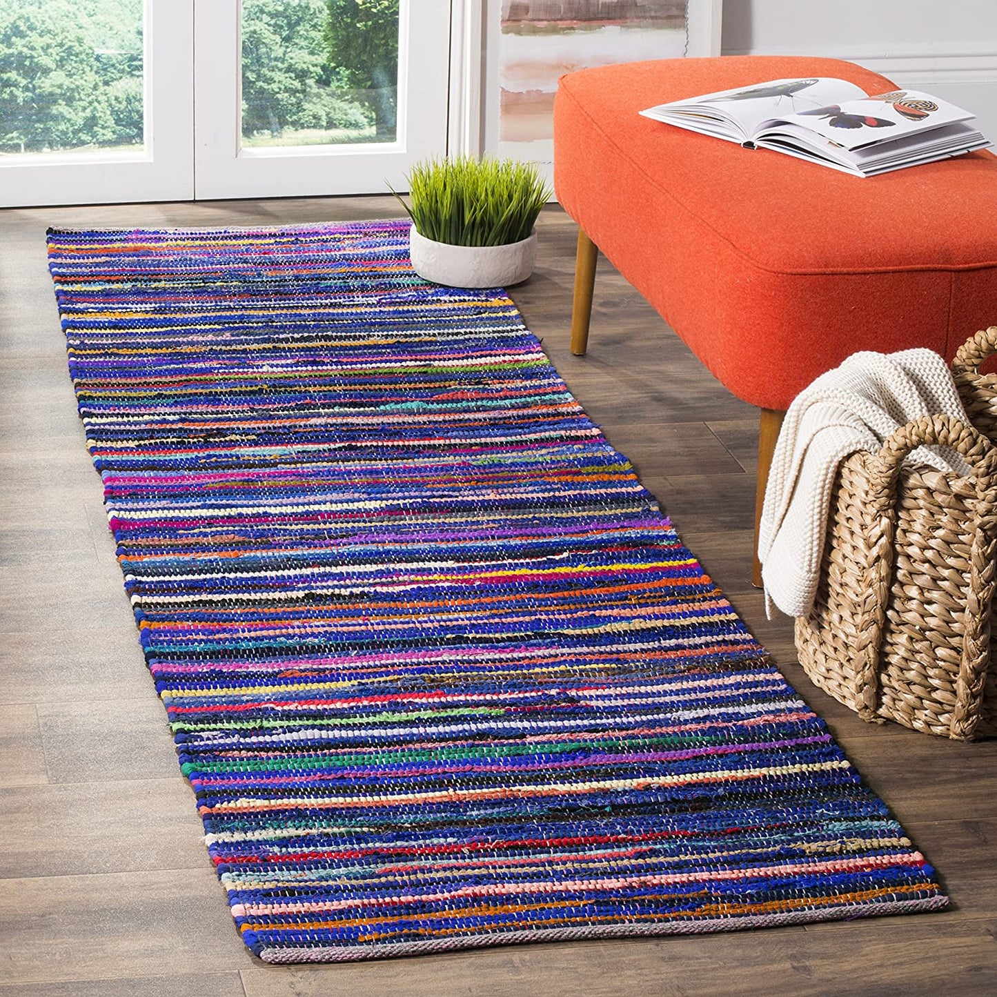 Handmade Blue and Multi Area Rug