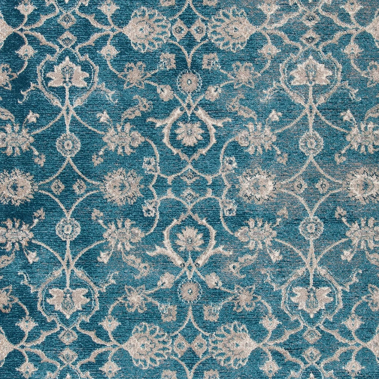 Vintage Blue and Beige Distressed Area Rug