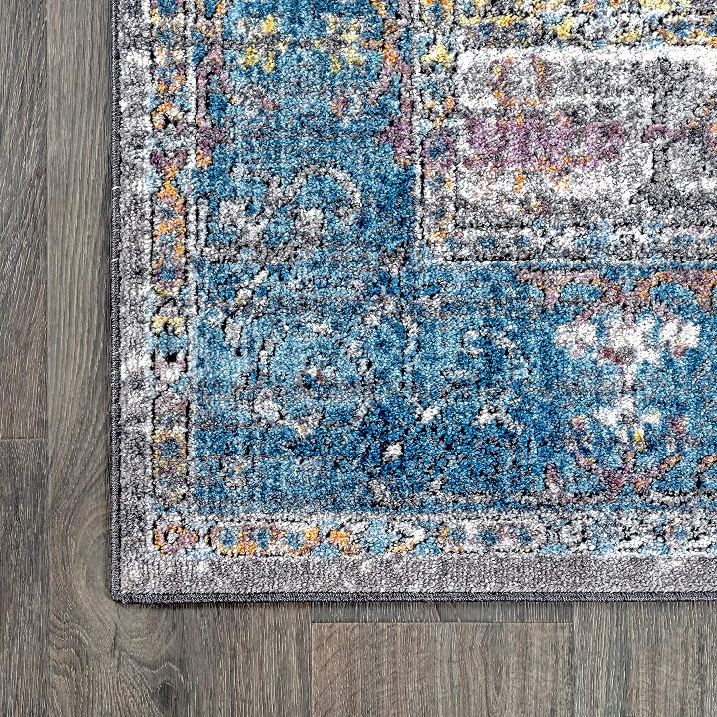 Anatolia Vintage Medallion Peacock Blue/Gray Soft Area Rug