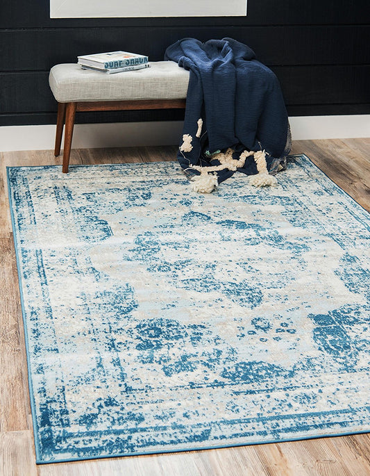 Vintage Distressed Blue Area Rugs