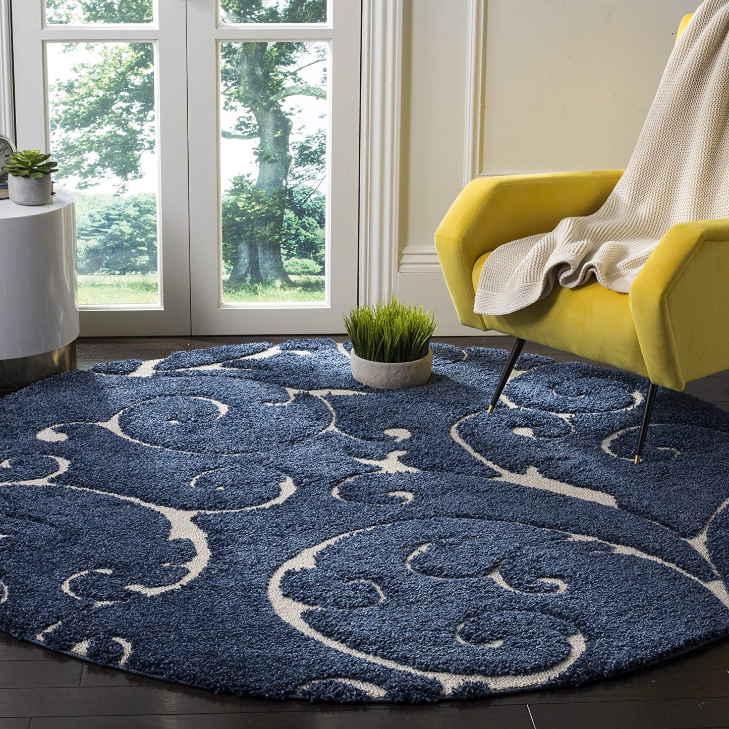 Premium Swirl Thick Plush Blue Area Shag Rug