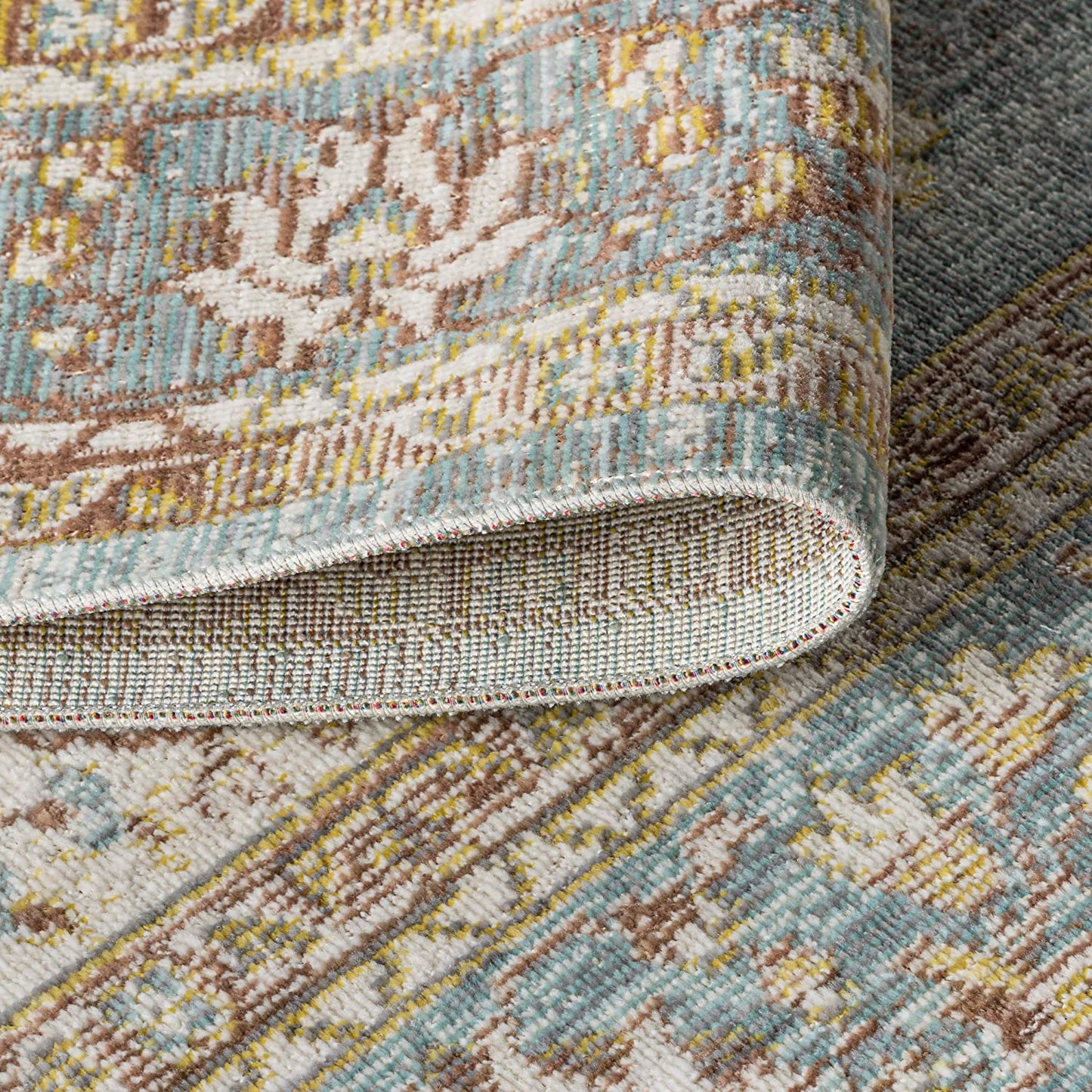 Khilana Floral Medallion Runner Rug, Chambray Blue/Ivory