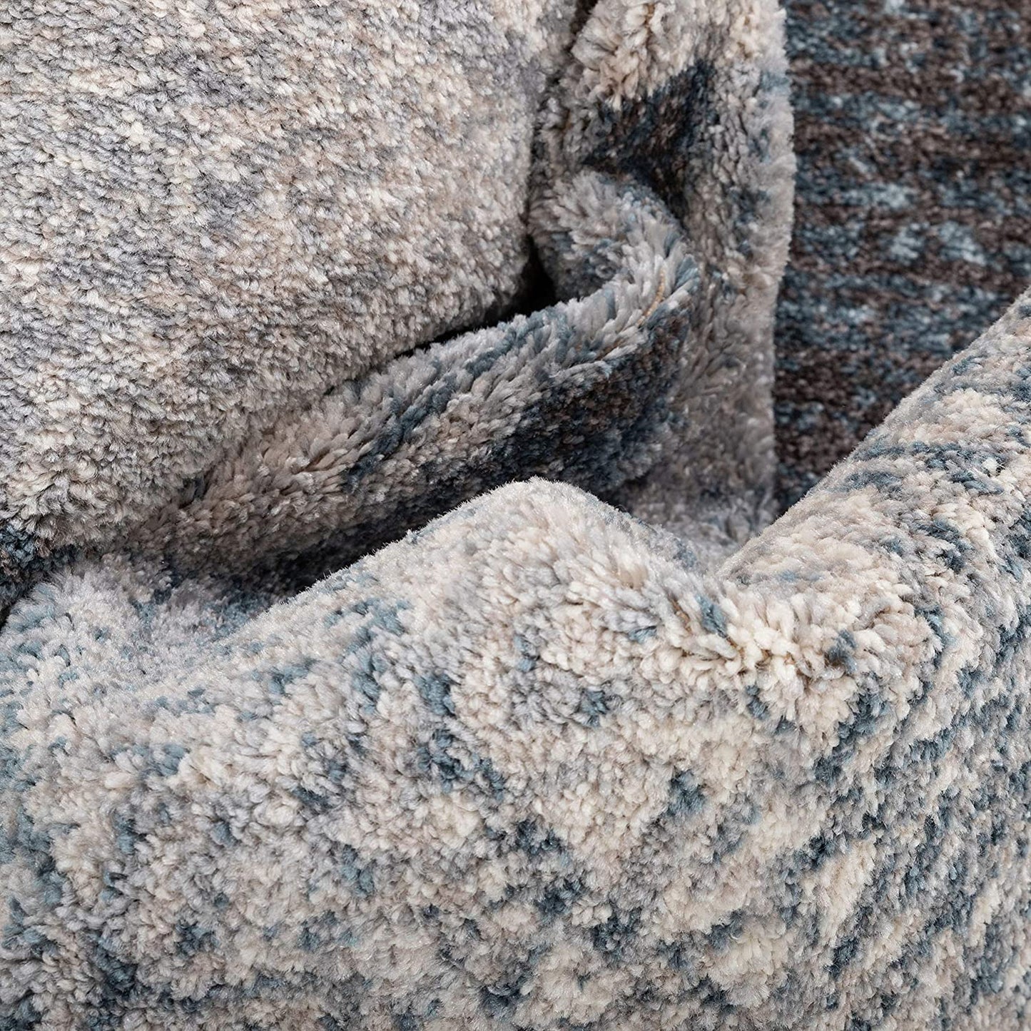 Loket Grey Modern Geometric Boxes & Stripes Pattern Area Rug