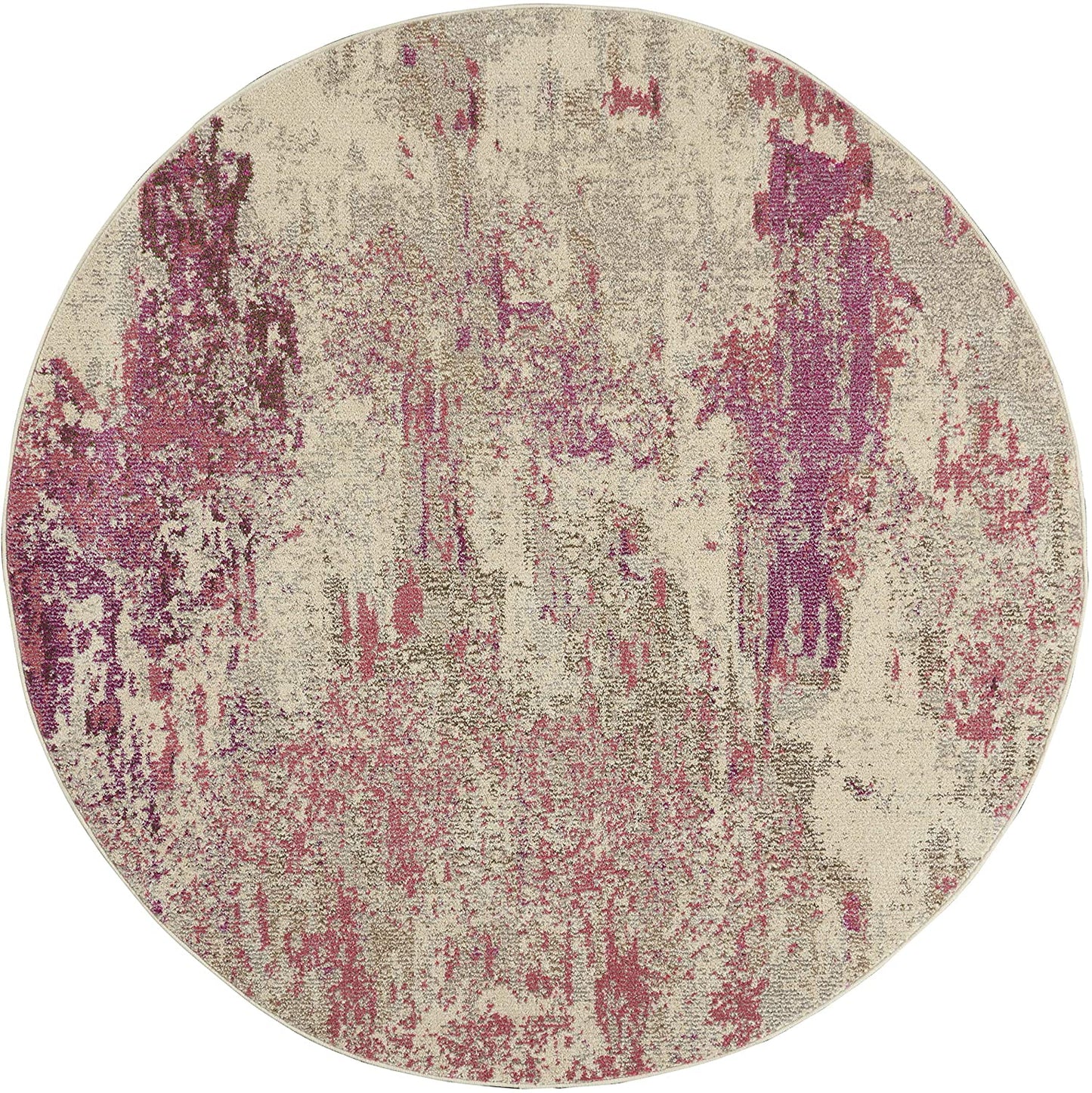 Modern Abstract Area Rug Ivory/Pink,