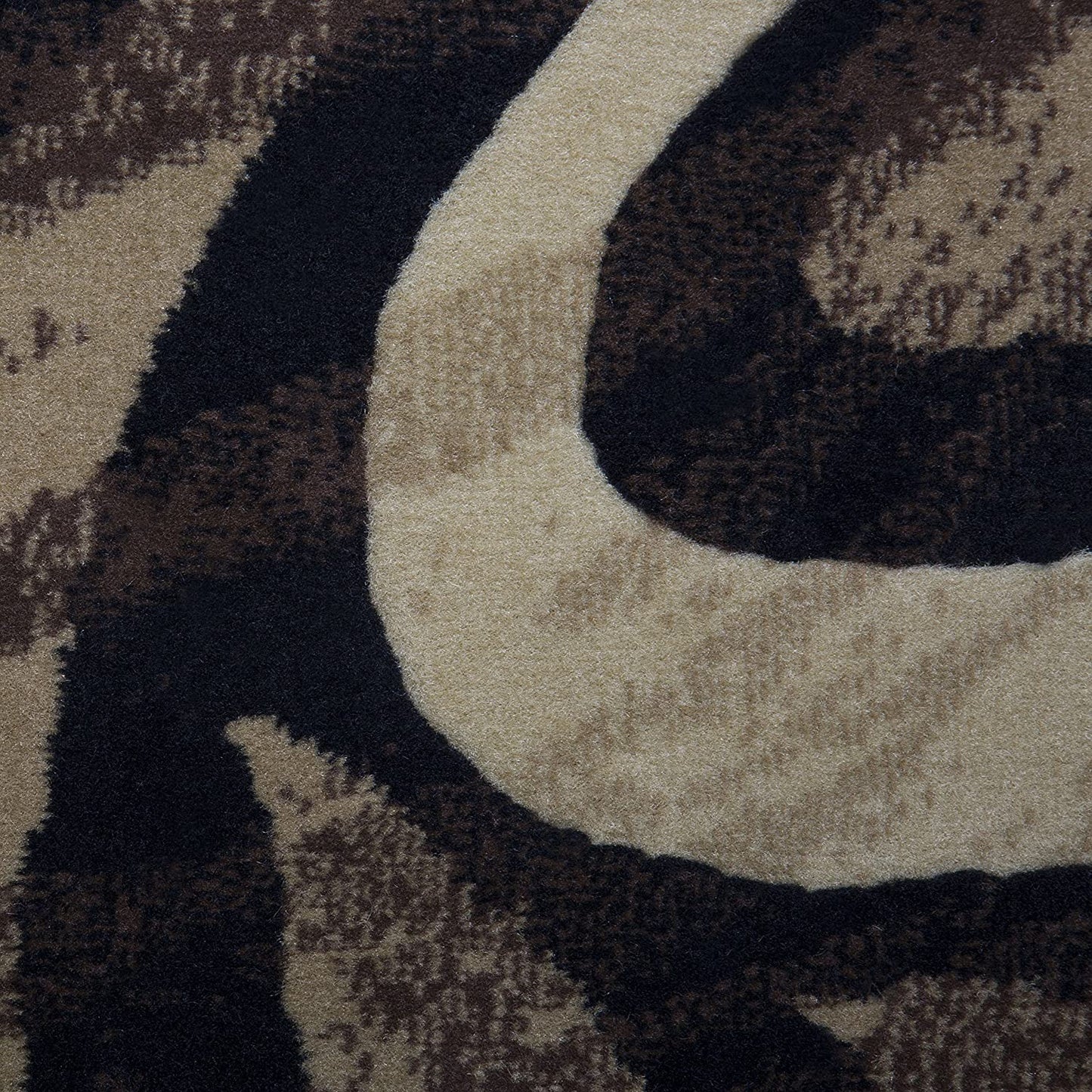 Contemporary Abstract Black Brown Beige Soft Area Rugs - Multiple Sizes
