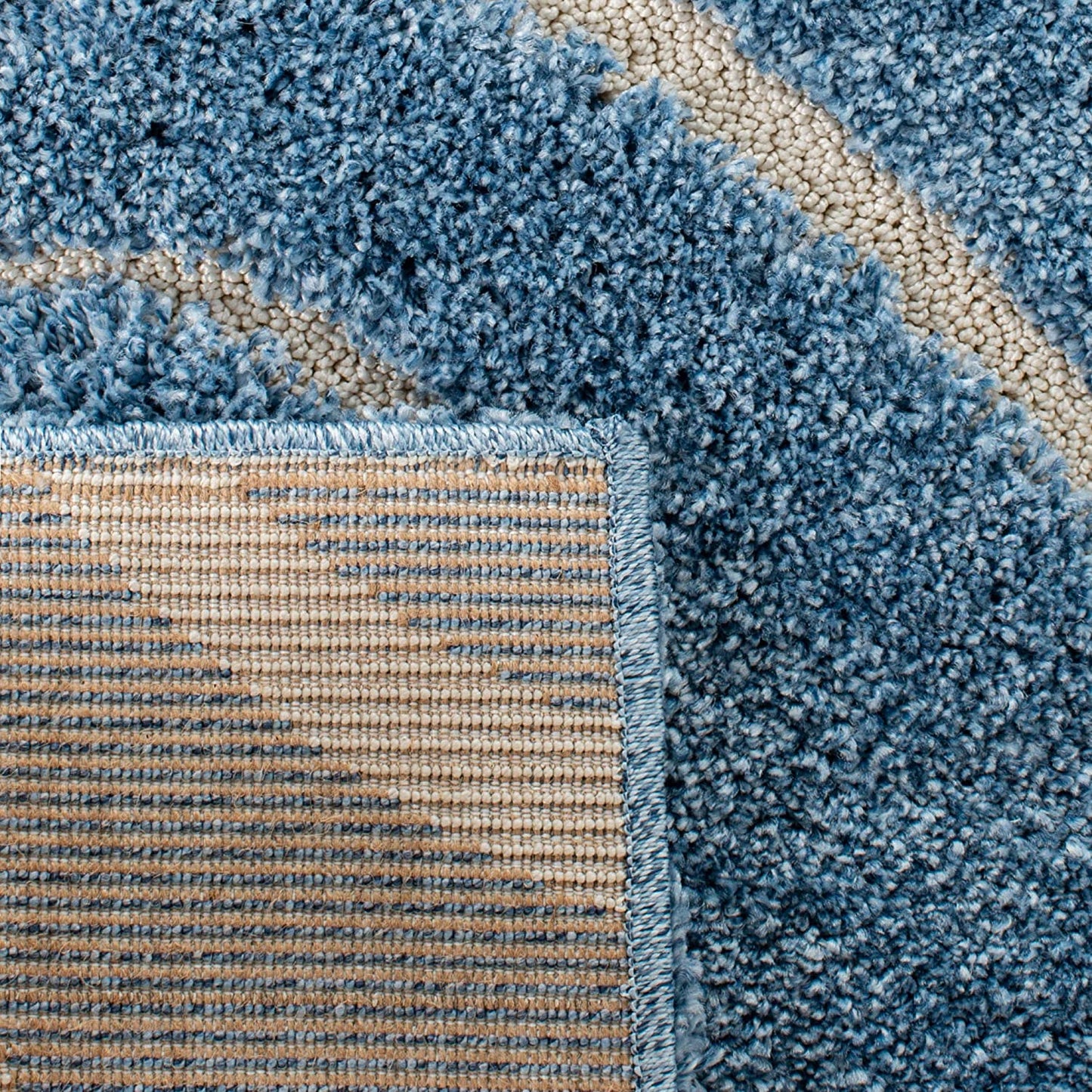 Premium Swirl Thick Plush light Blue/cream Area Shag Rug