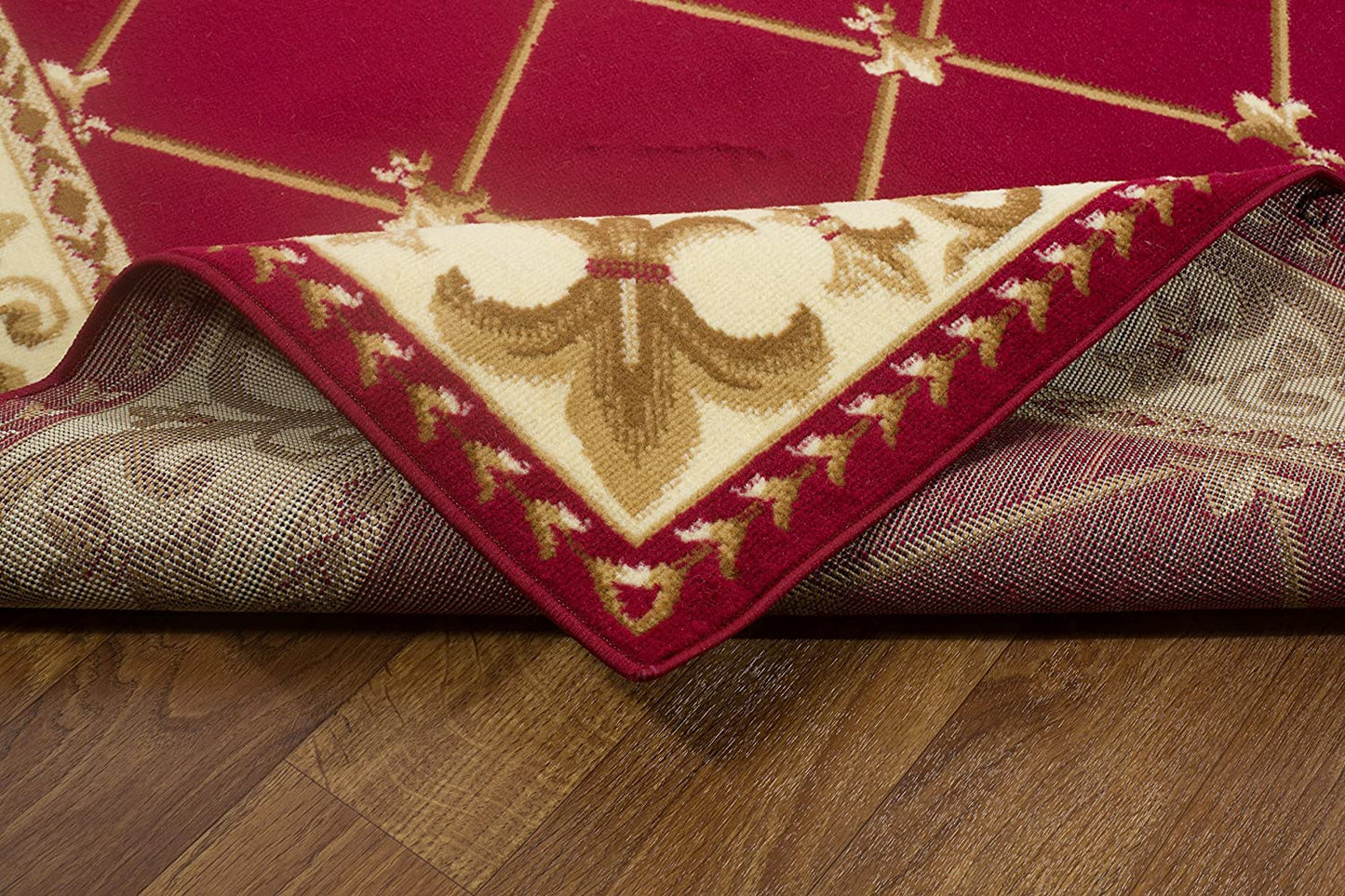 Kashan King Collection Geometric Indoor Area Rug Maroon/Beige