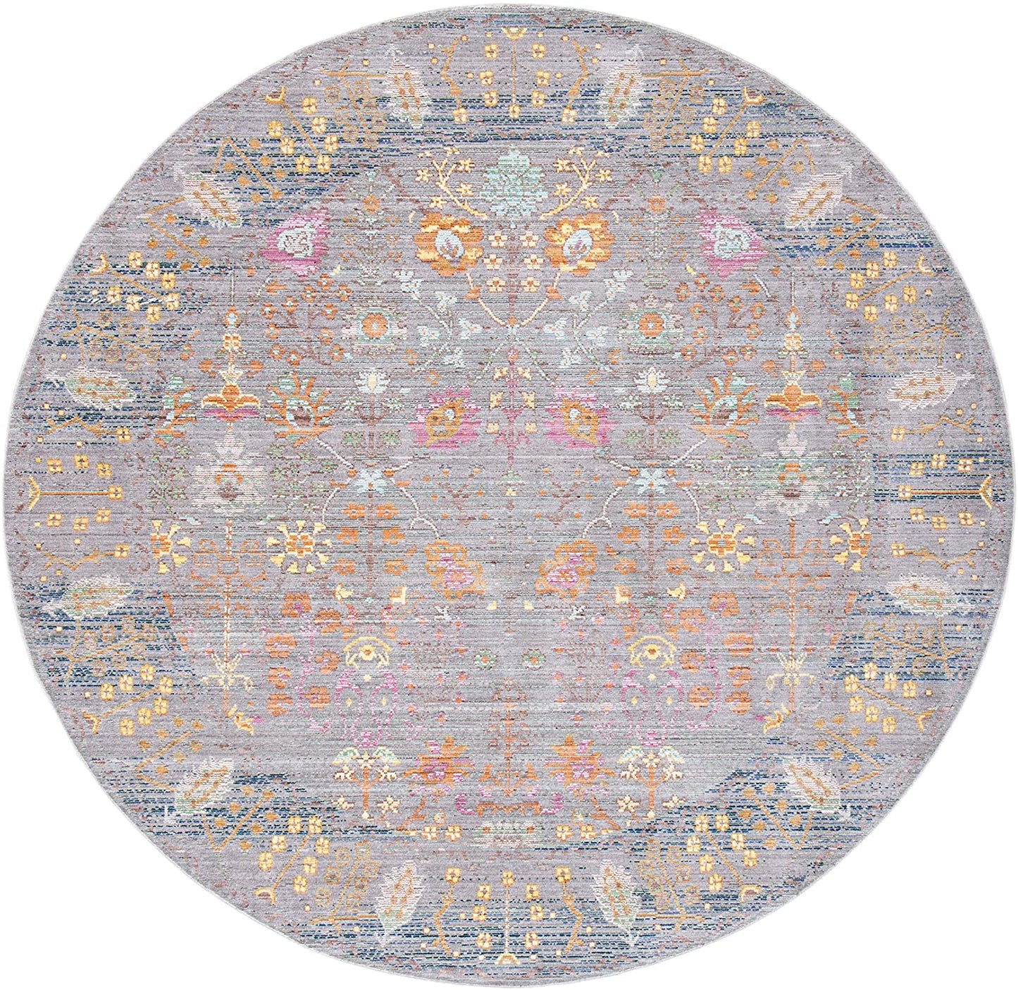 Boho Chic Distressed Area Rug Grey / Multi
