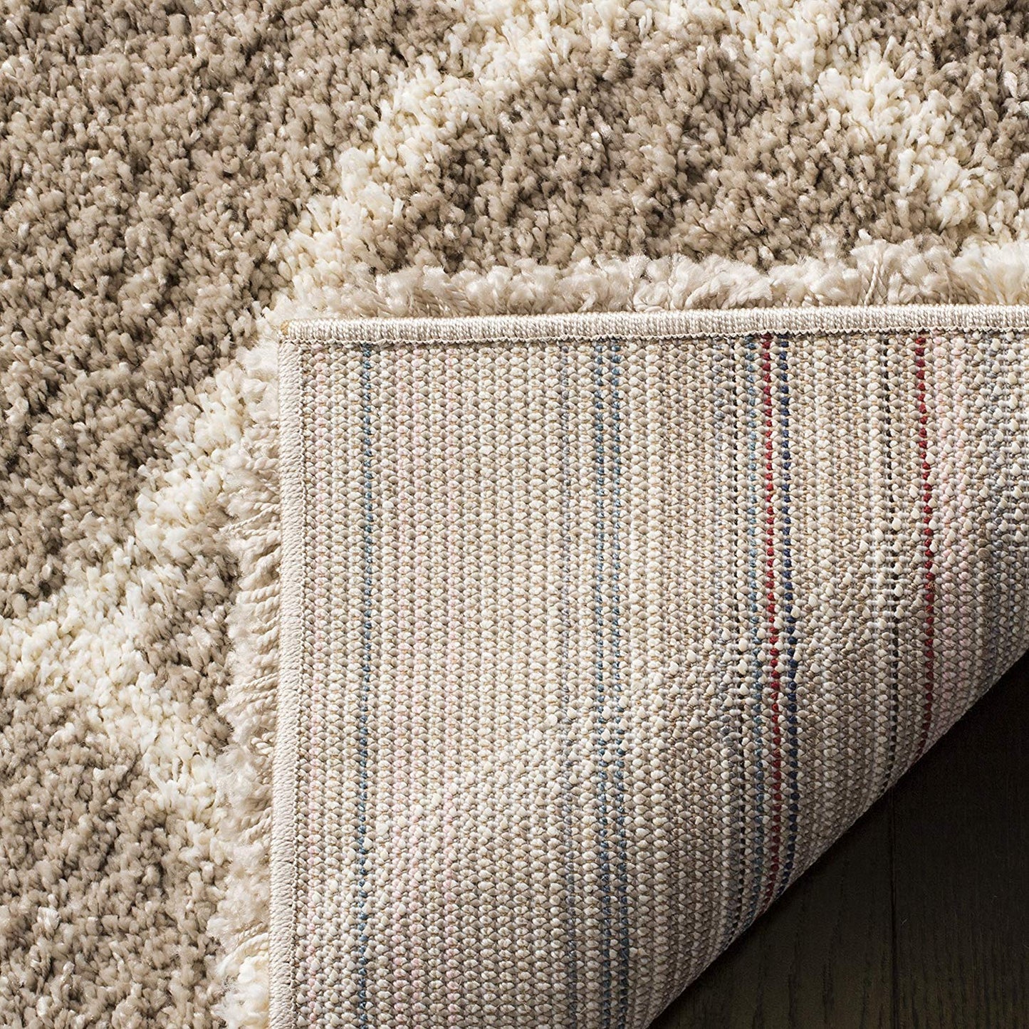 Moroccan Pattern Beige Ivory Plush Shag Area Rug