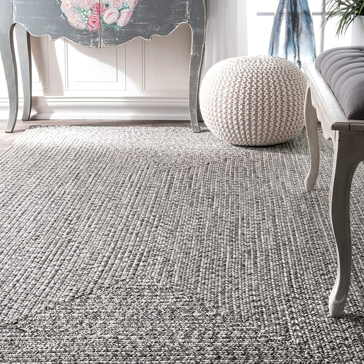 Braided Handmade Grey Indoor/Outdoor Soft Area Rug