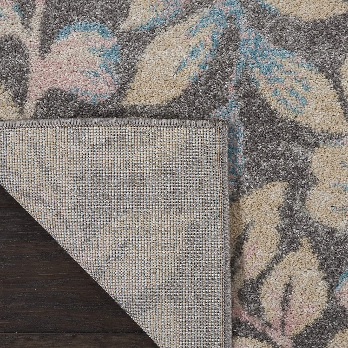 Tranquil Contemporary Botanical Grey/Beige Soft Area Rug