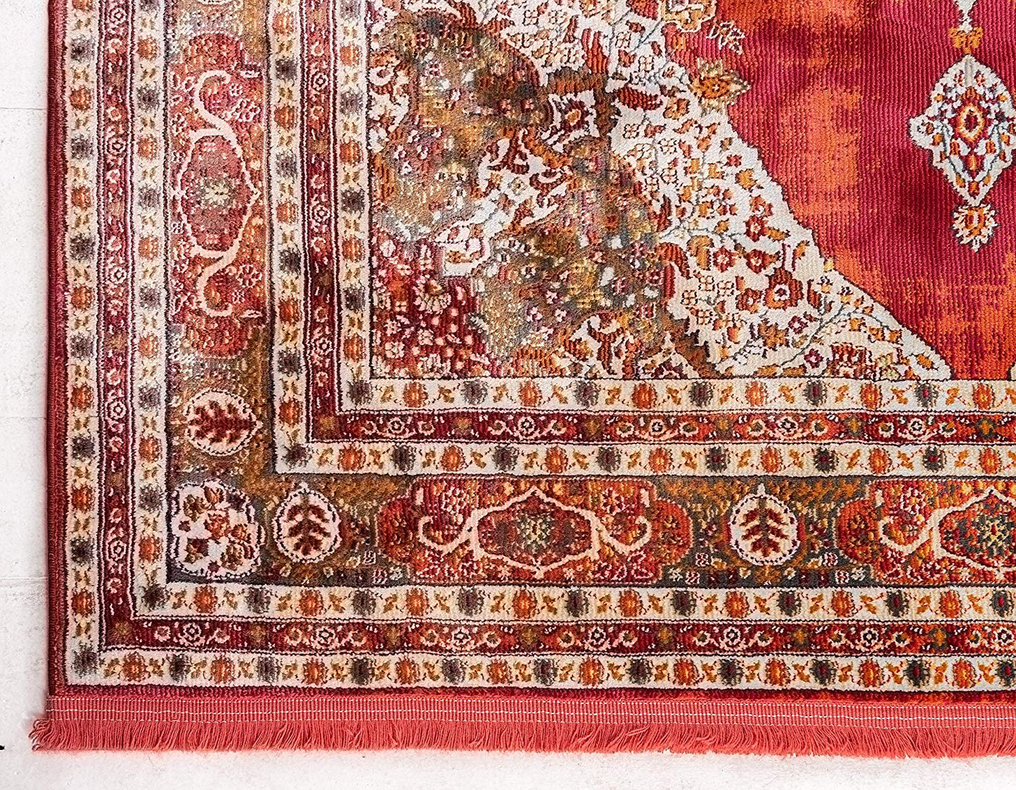 Vintage Traditional Red Ivory Terracotta Area Rugs