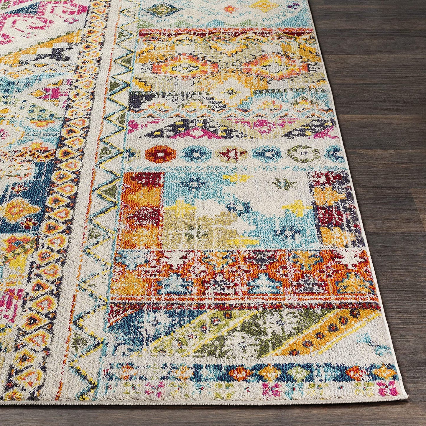 Modern Soft Area Rug Ivory Multi