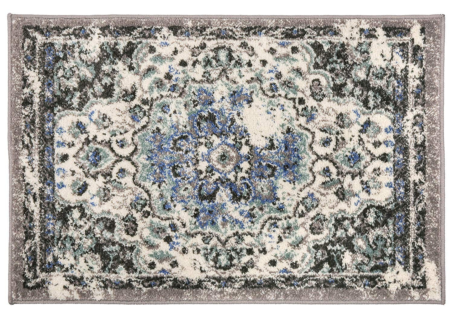 Traditional Distressed Ivory Gray Area Rug