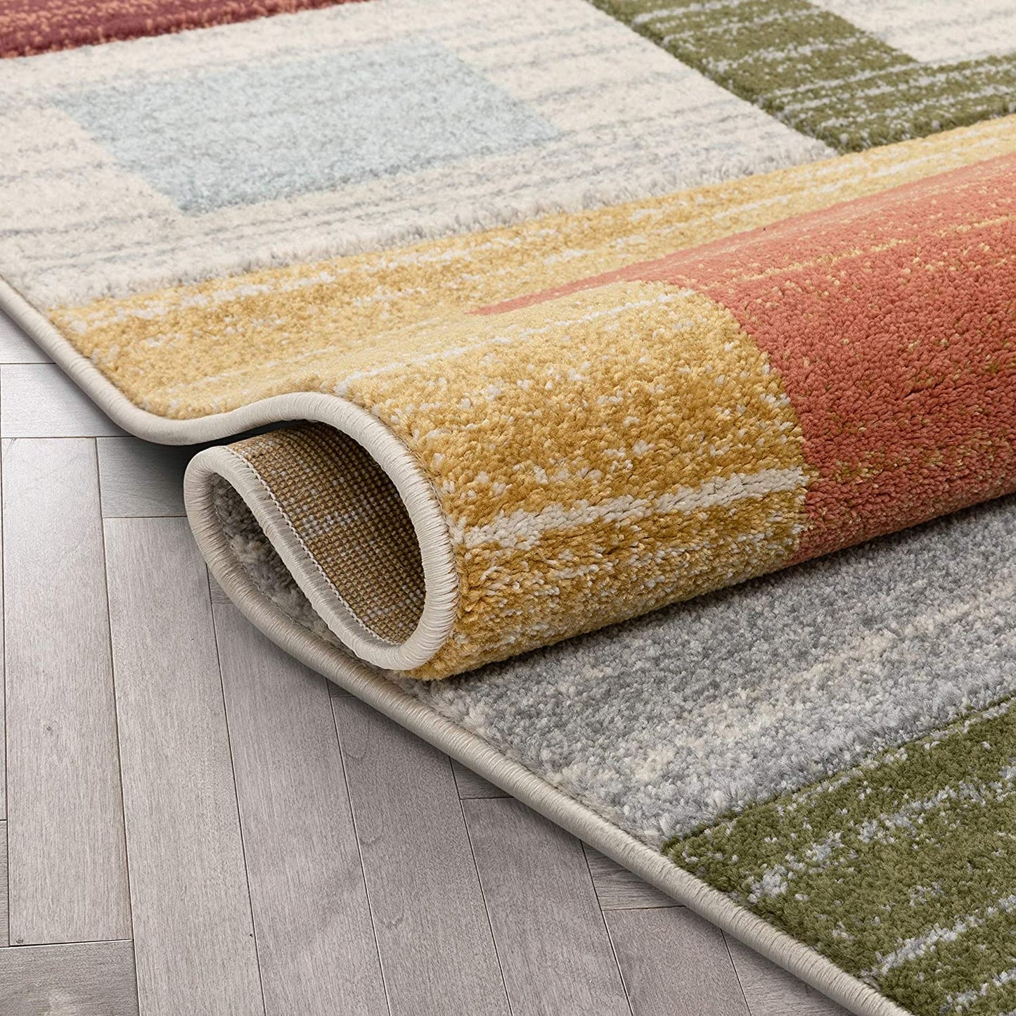 Multi Modern Geometric Boxes Pattern Area Rug