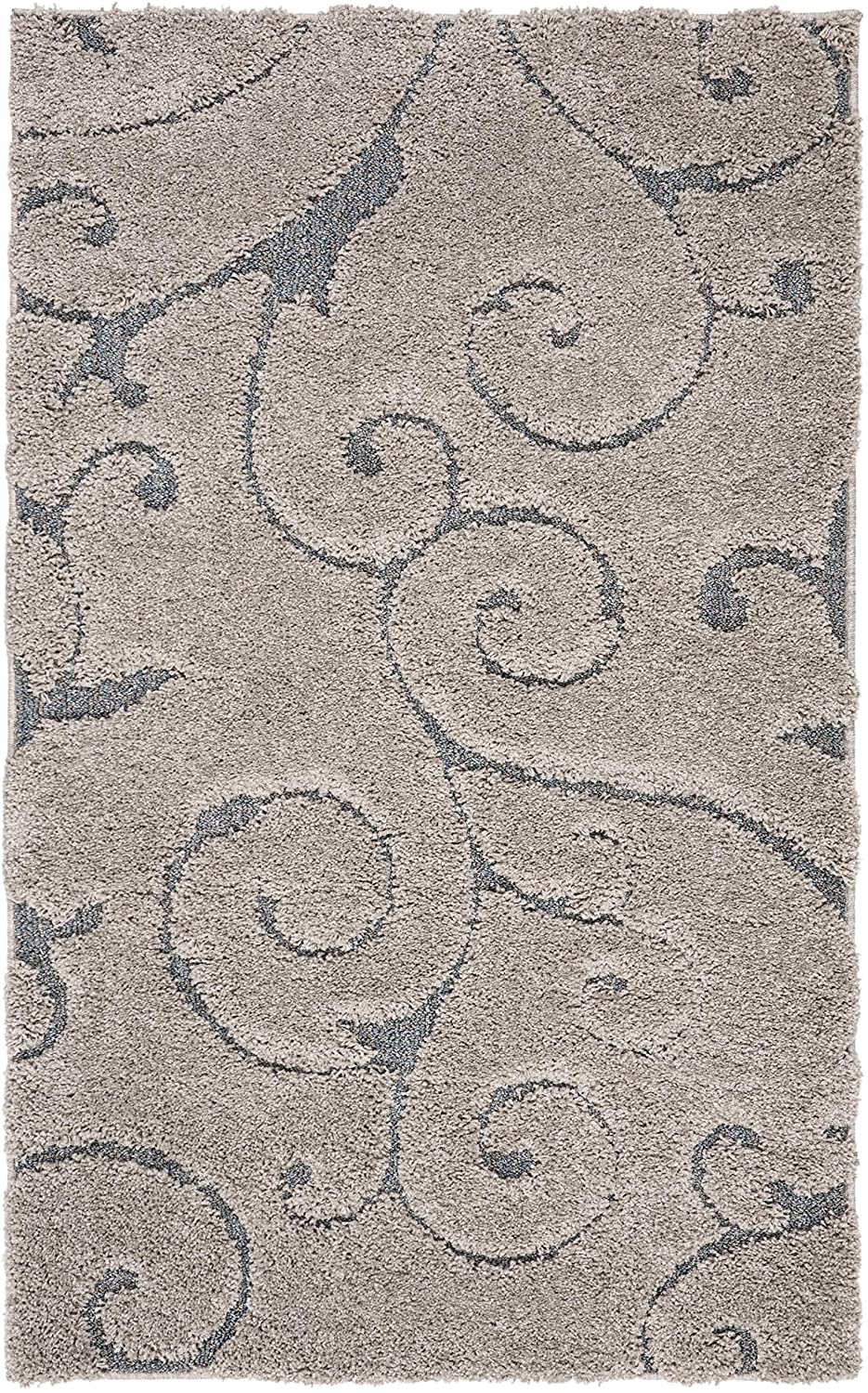 Premium Swirl Thick Plush Grey/Light Blue Area Shag Rug