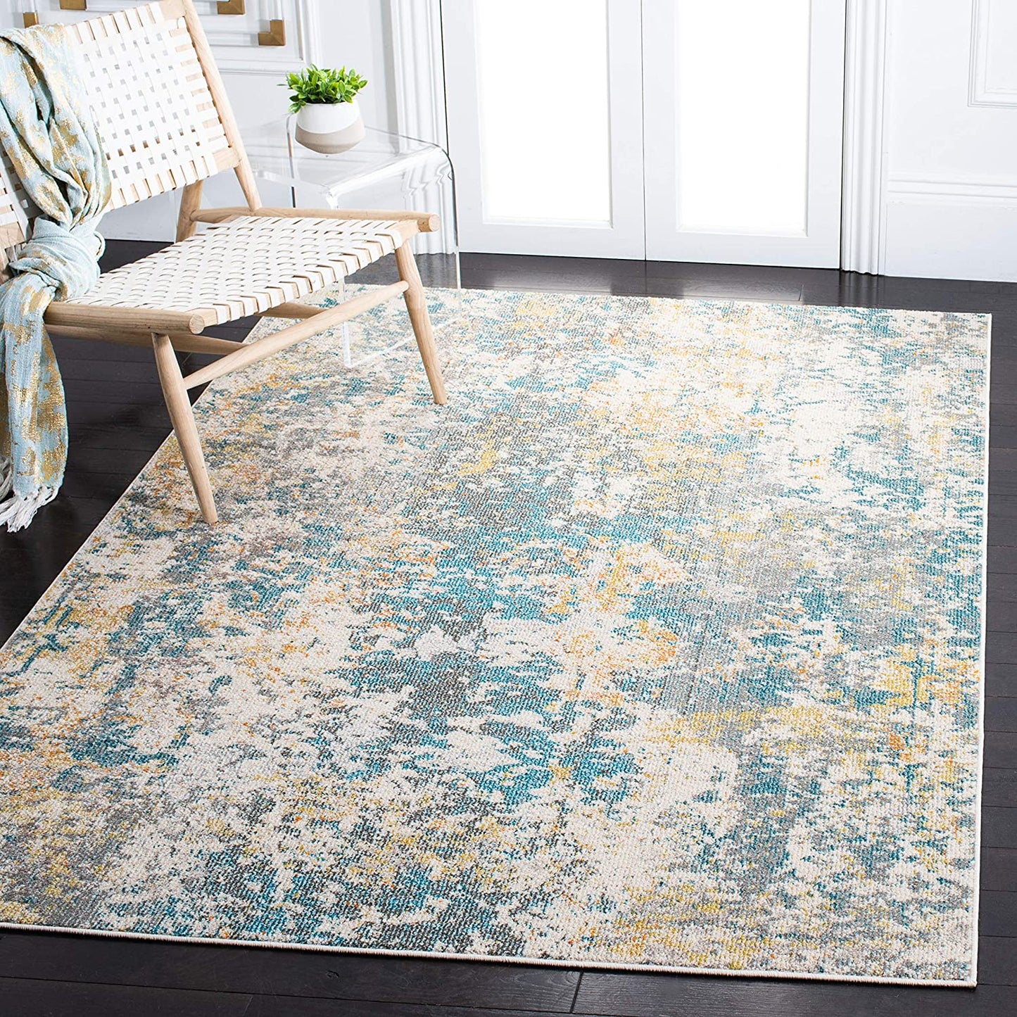 Safavieh Madison Collection Modern Abstract Ivory / Teal