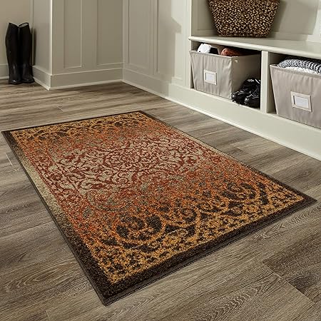 Pelham 2-Piece Non Slip Machine Washable Traditional Vintage Throw and Runner Floor Carpet, 17"x24" + 17"x48", Blue/Grey