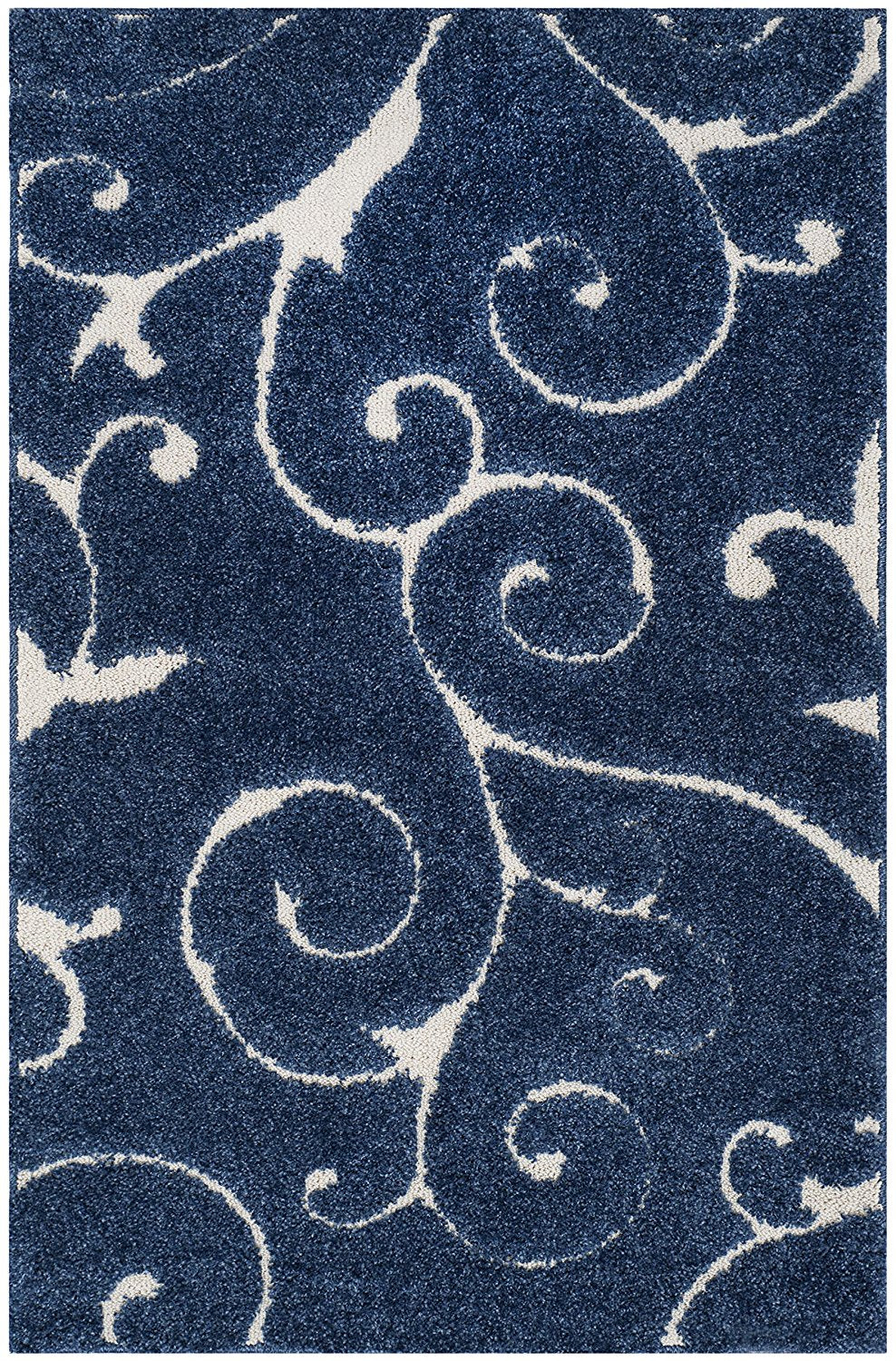 Premium Swirl Thick Plush Blue Area Shag Rug