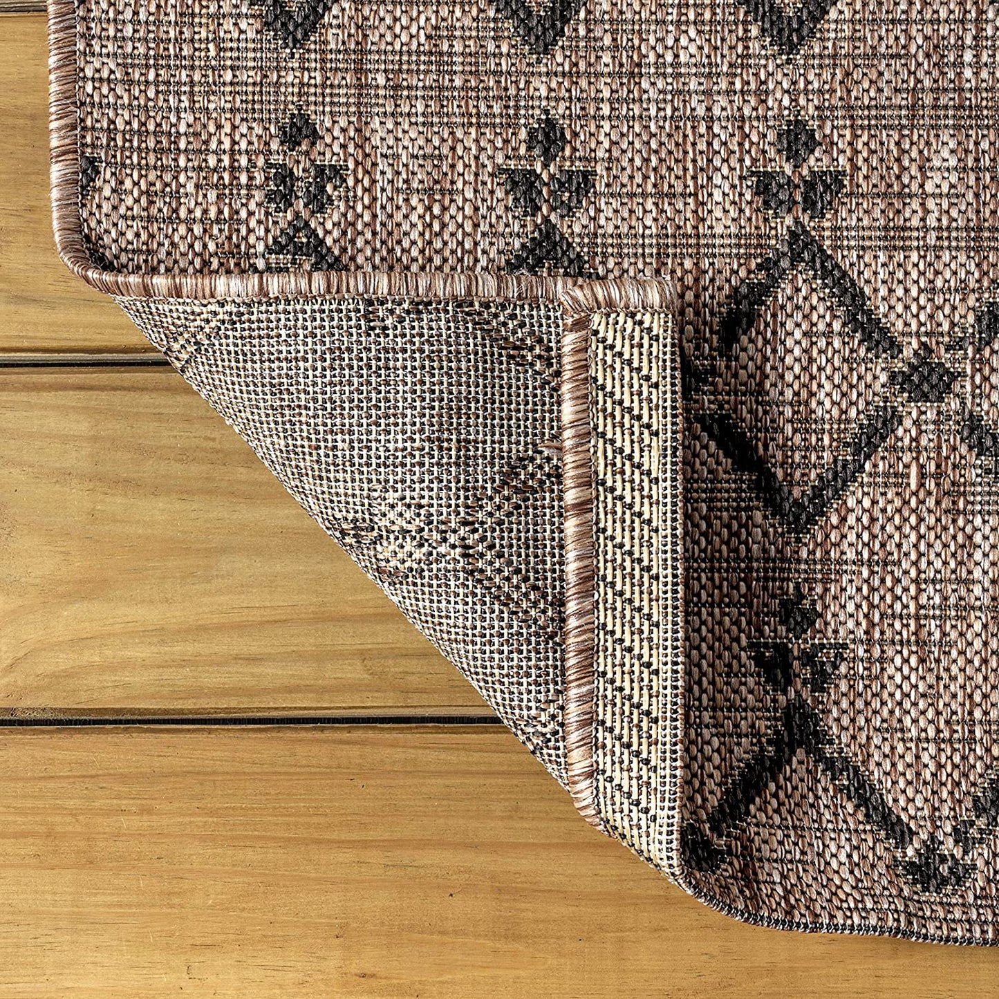 Moroccan Geometric Textured Weave Indoor/Outdoor Natural Area Rug 8 x 10