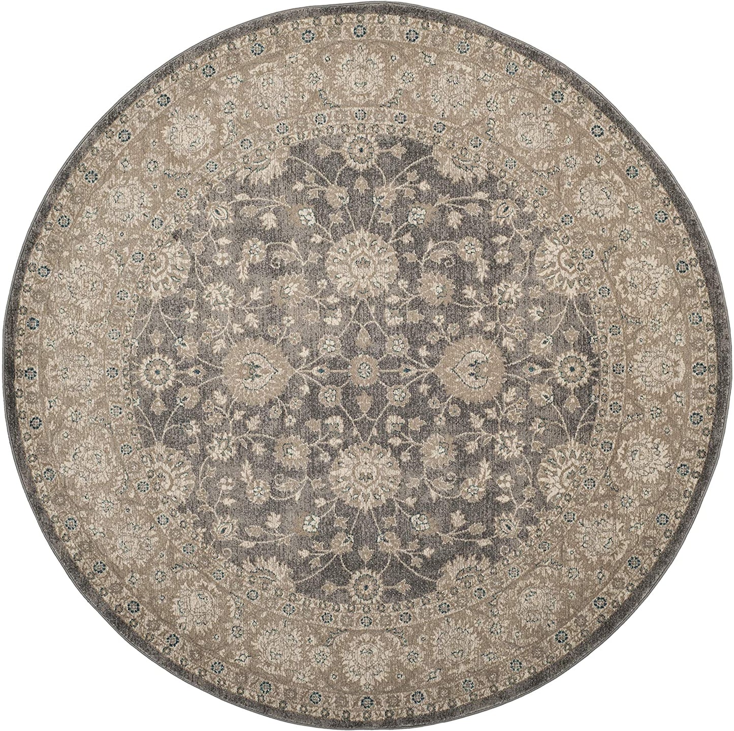 Sofia Collection Vintage Oriental Distressed Soft Area Rug Light Grey / Beige