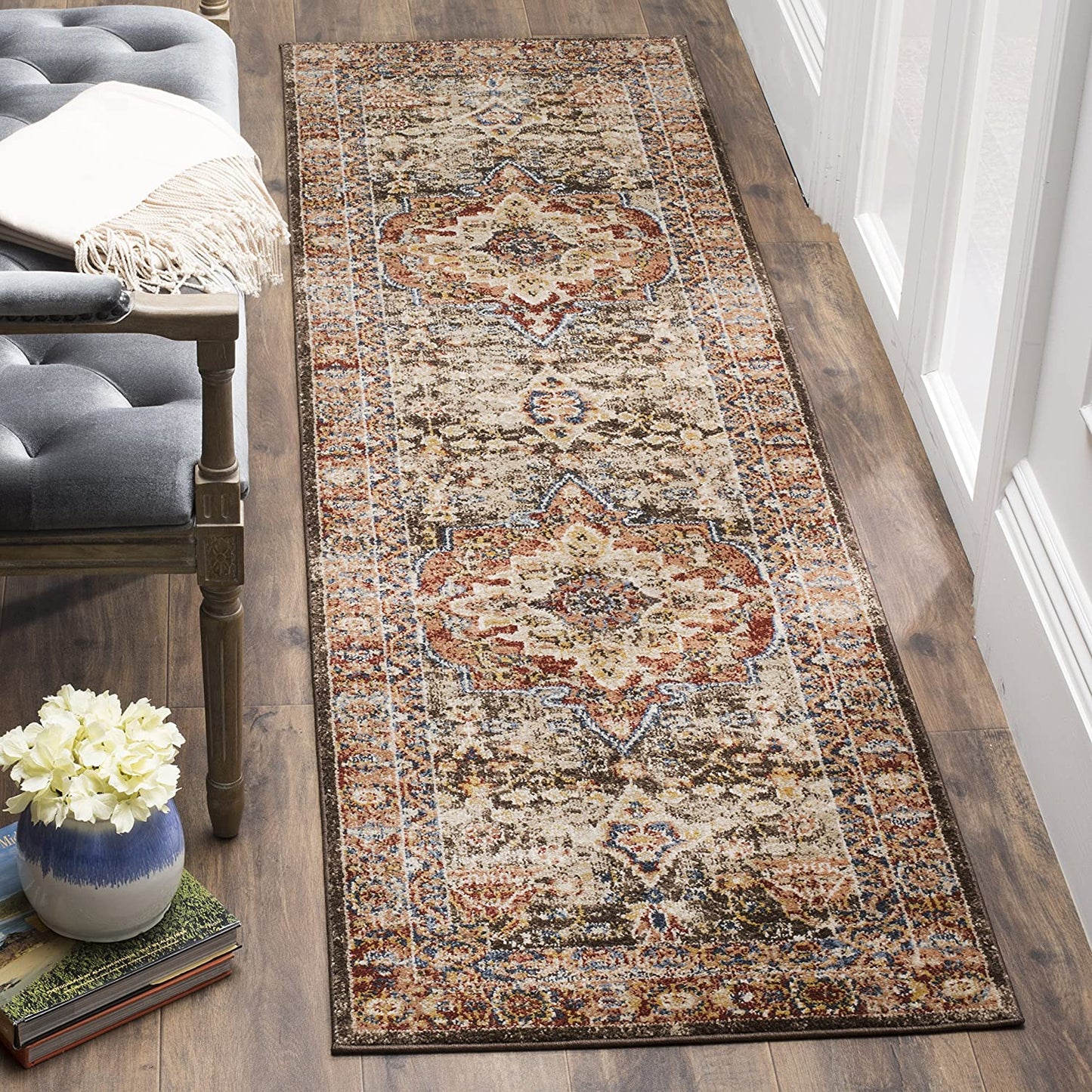 Traditional Oriental Distressed Brown / Rust Area Rug