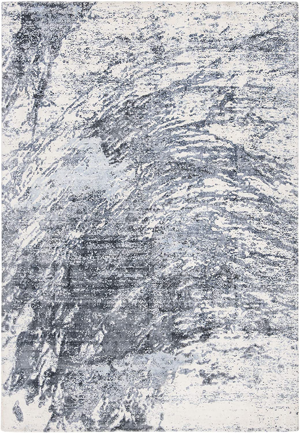 Mirage Collection MIR756M Handmade Modern Abstract Viscose Area Rug Blue / Ivory