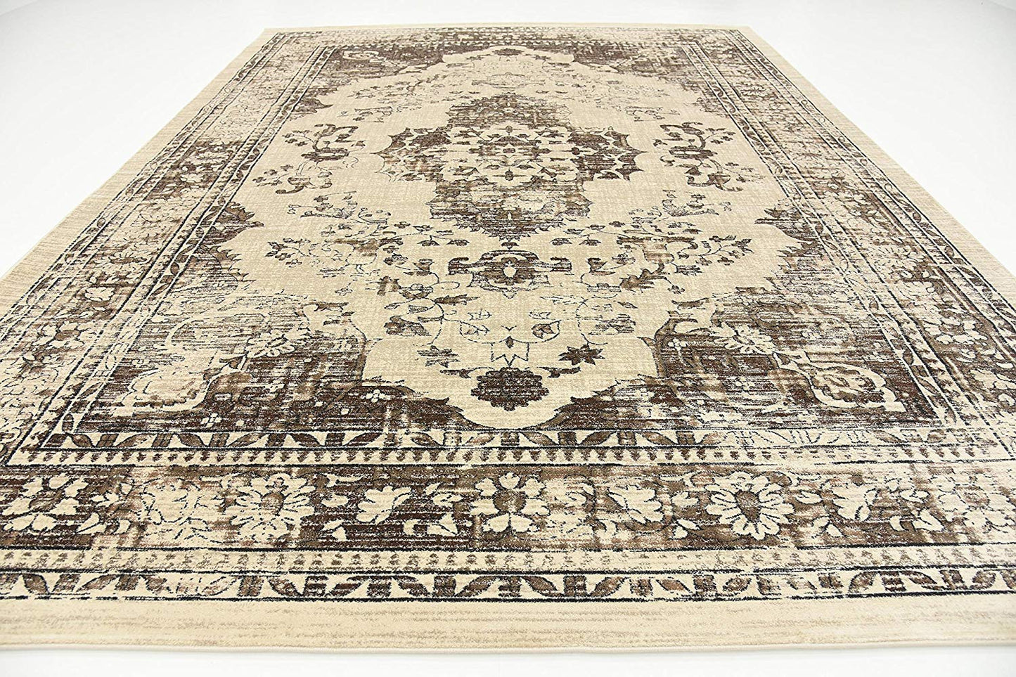 Vintage Traditional Beige Brown Area Rug