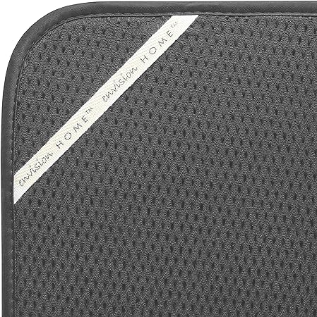 Absorbent, Reversible Microfiber Dish Mat, 16 Inch x 18 Inch, Black