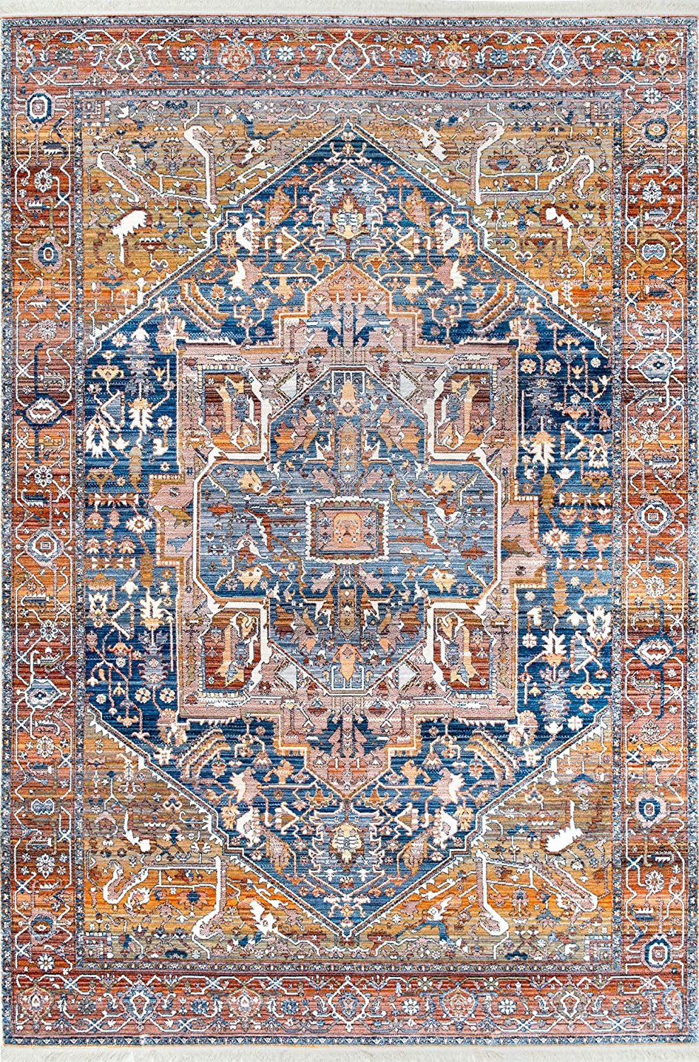 nuLOOM Ethel Medallion Fringe Area Rug, 5' x 7' 9", Rust