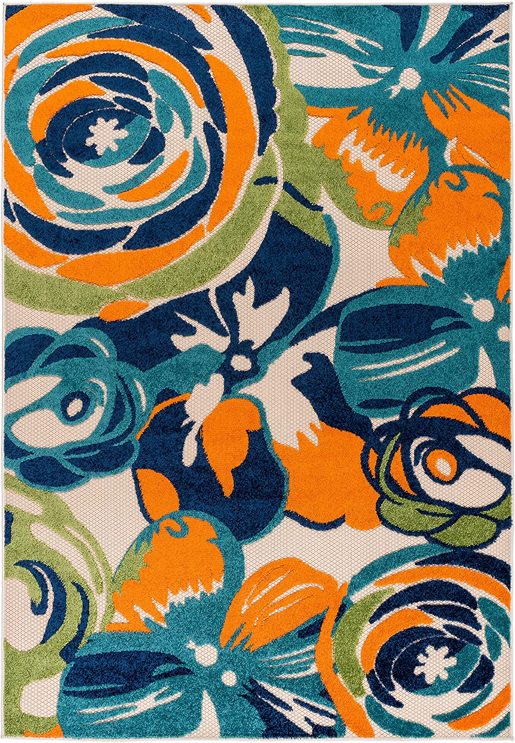 Ravenna Multi Modern Large Floral Flowers Indoor/Outdoor Rug