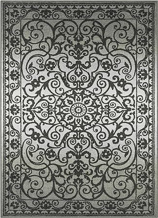 Pelham 2-Piece Non Slip Machine Washable Traditional Vintage Throw and Runner Floor Carpet, 17"x24" + 17"x48", Blue/Grey