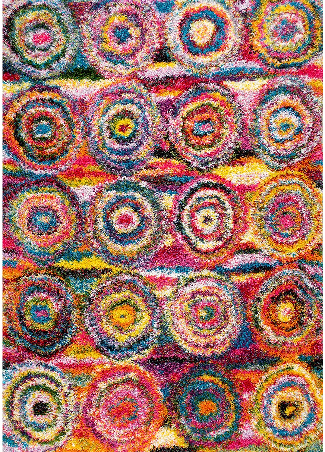 Kindra Circles Shag Area Rug - Multi