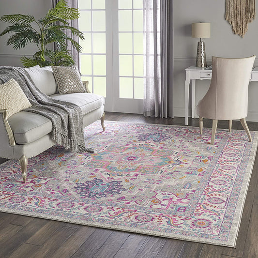 Passion Persian Colorful Light Grey/Pink Area Rug