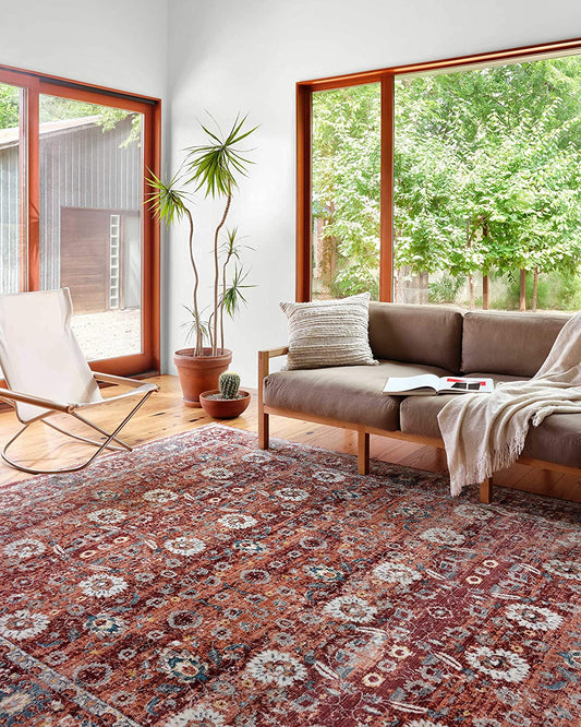 Samra Collection  Brick / Multi, Transitional Soft Area Rug