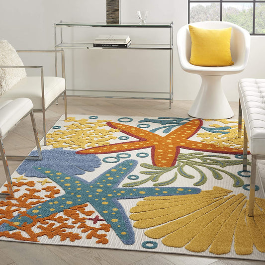 Coastal Starfish Multicolor Soft Area Rug