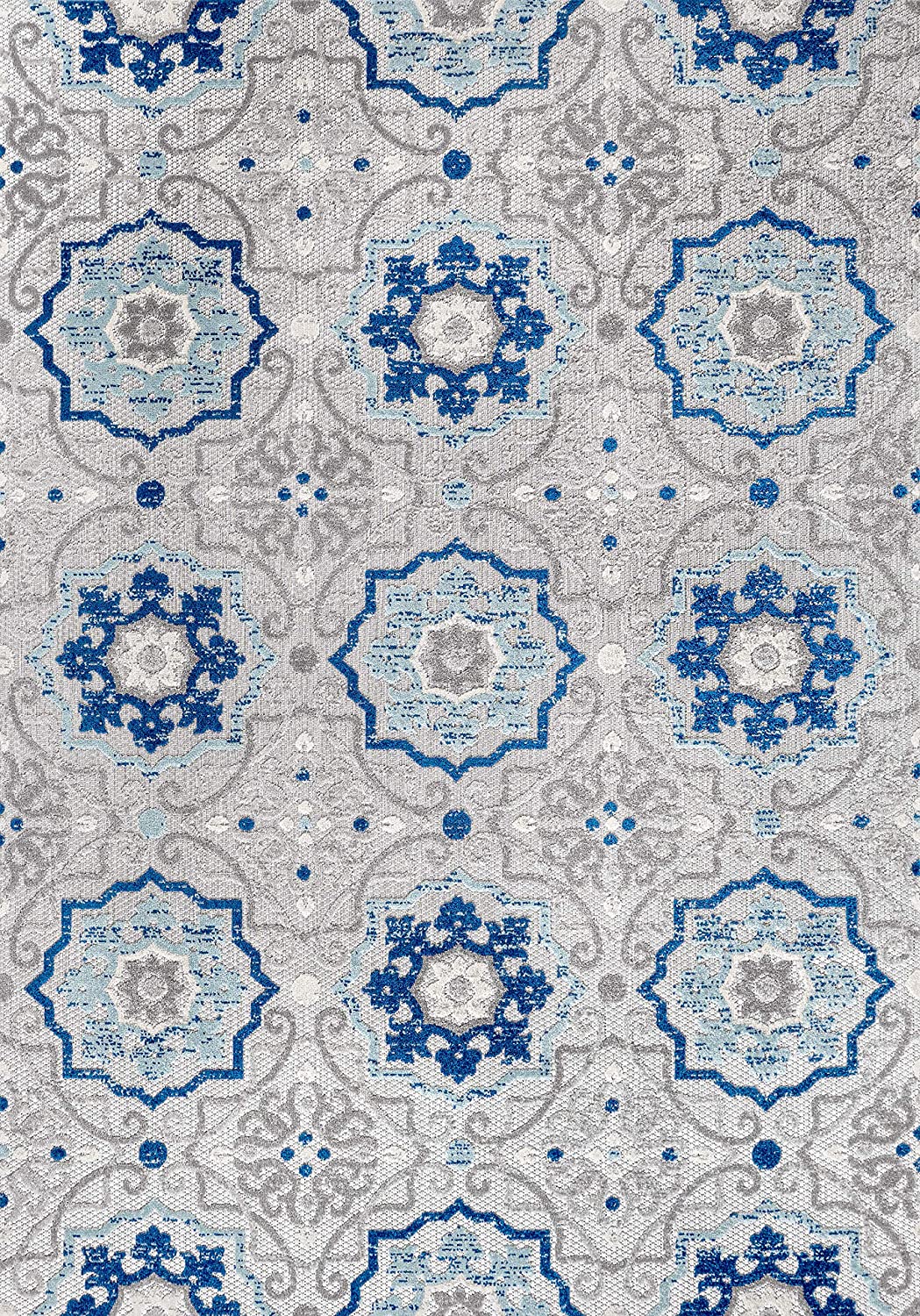 Mediterranean Medallion Boho Soft Area Rug Blue/Gray