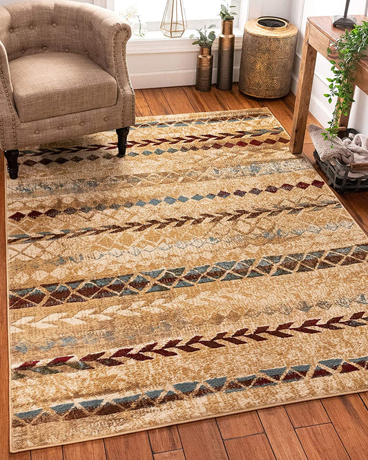 Moroccan Stripes Area Rug Ivory Multicolor