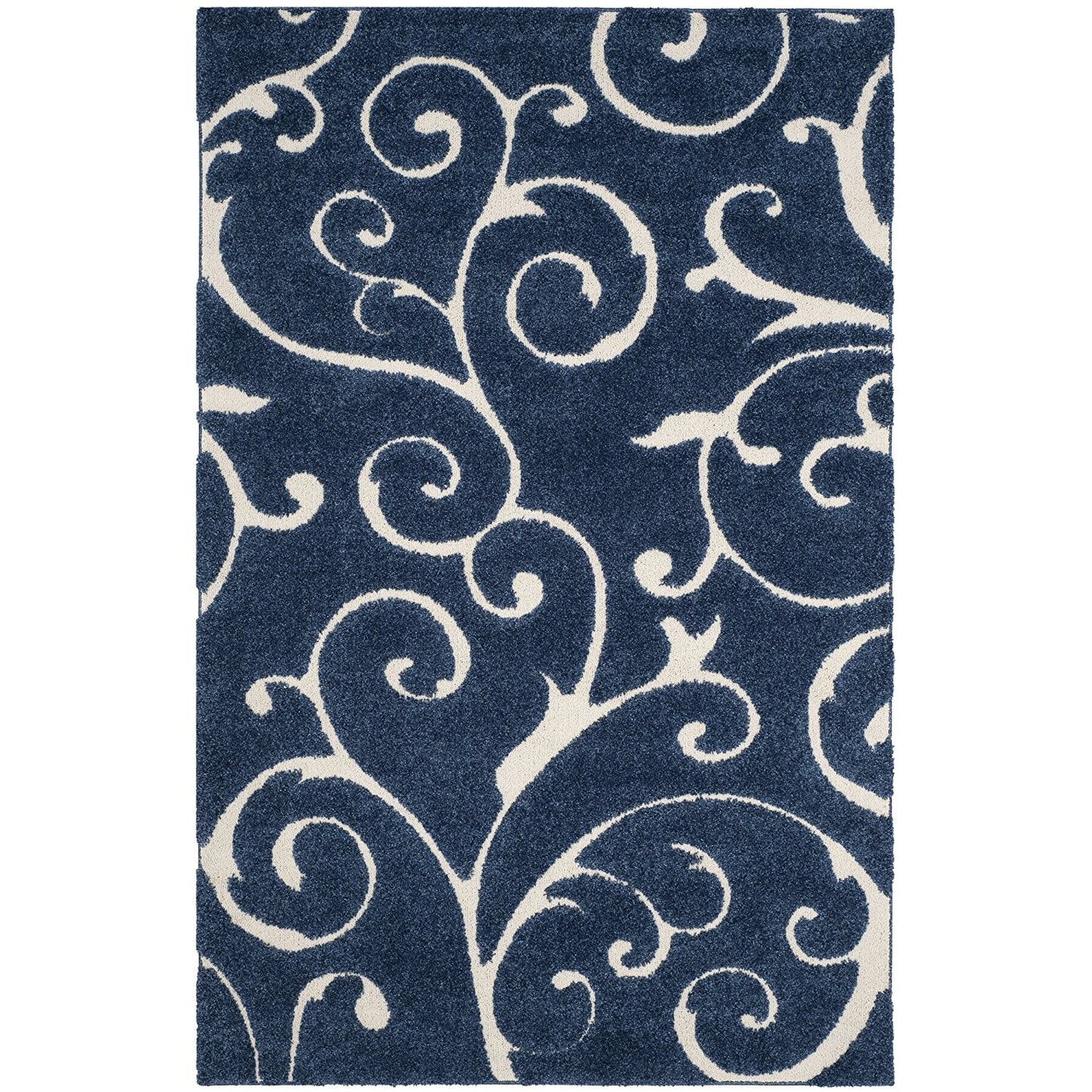 Premium Swirl Thick Plush Blue Area Shag Rug