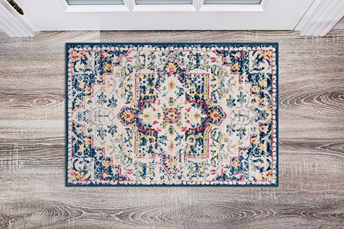 Transitional Distressed Cream Multi-color Soft Area Rug