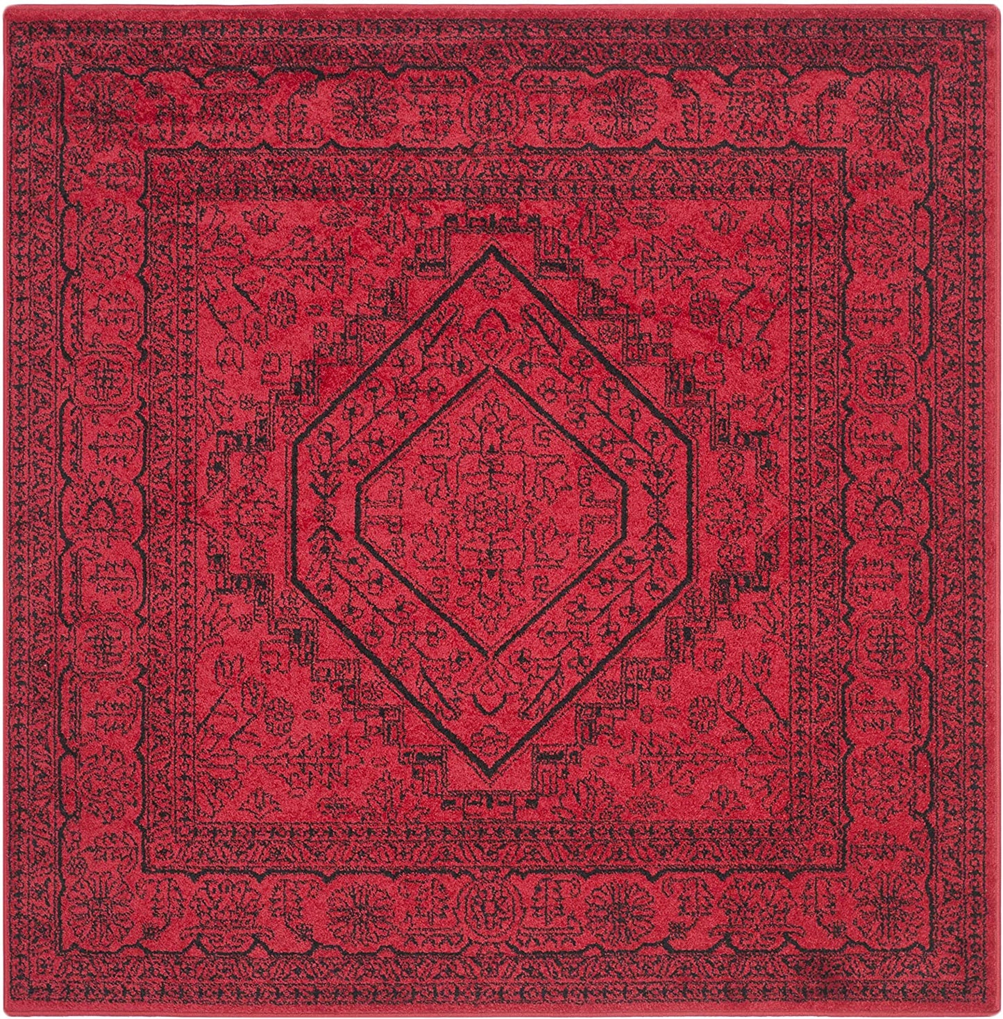 Oriental Vintage Distressed Medallion Red/Black Soft Area Rug