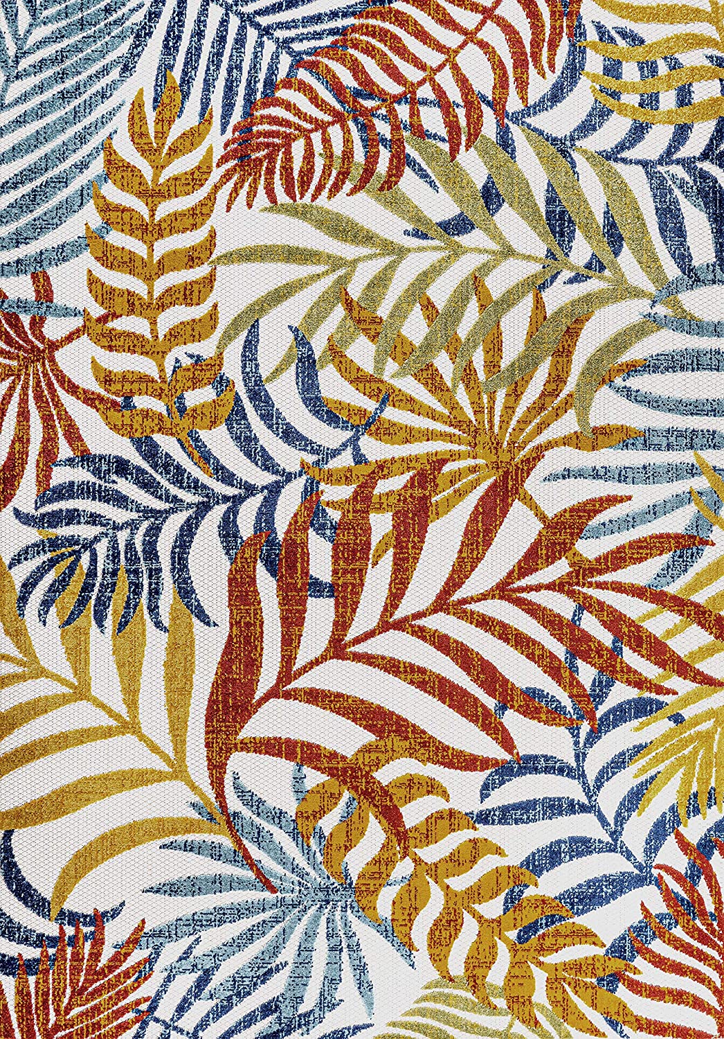 Tropics Palm Leaves Indoor/Outdoor Cream/Orange Area Rug